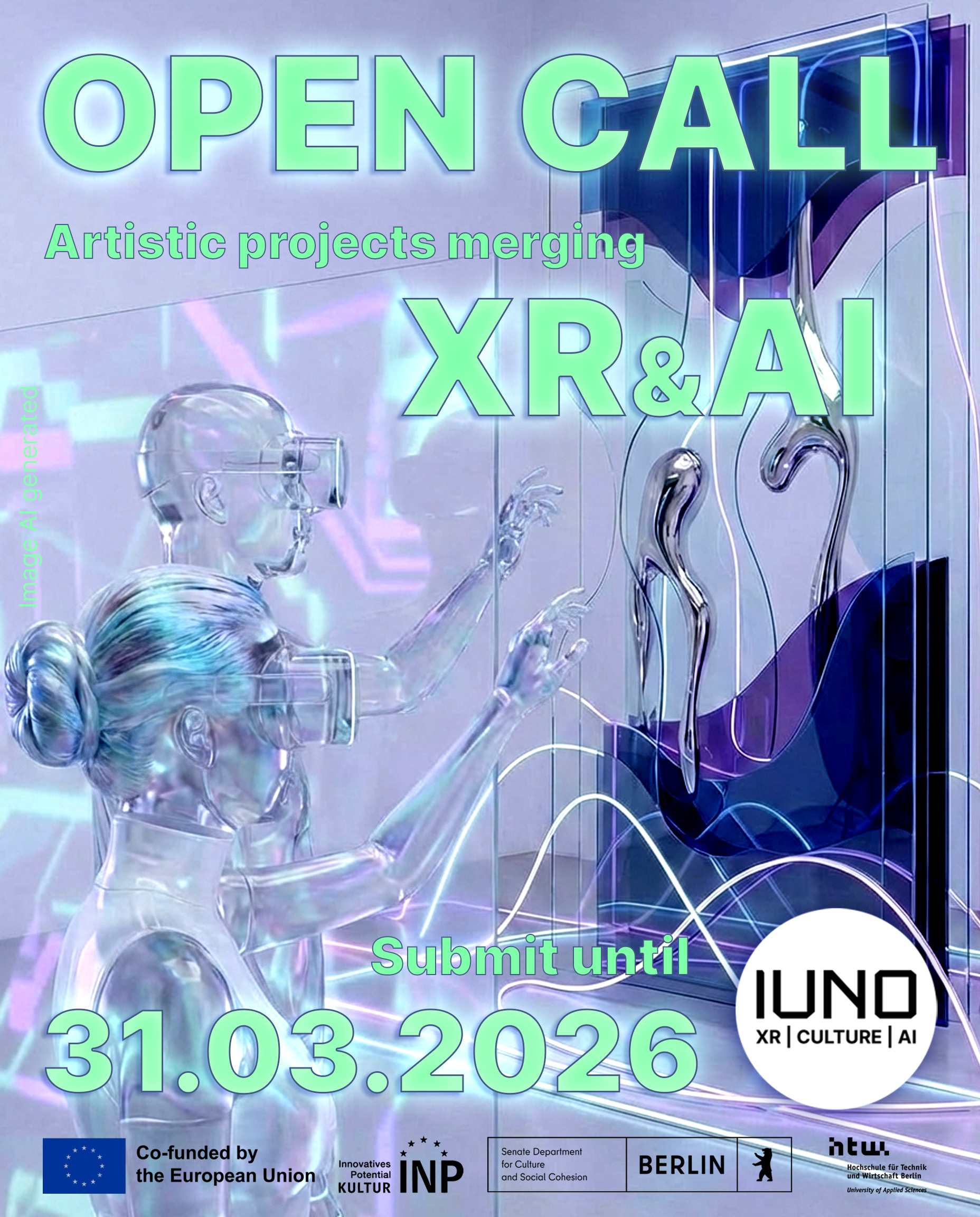 Bild zum Open Call, zwei Personen mit Virtual Reality Brillen